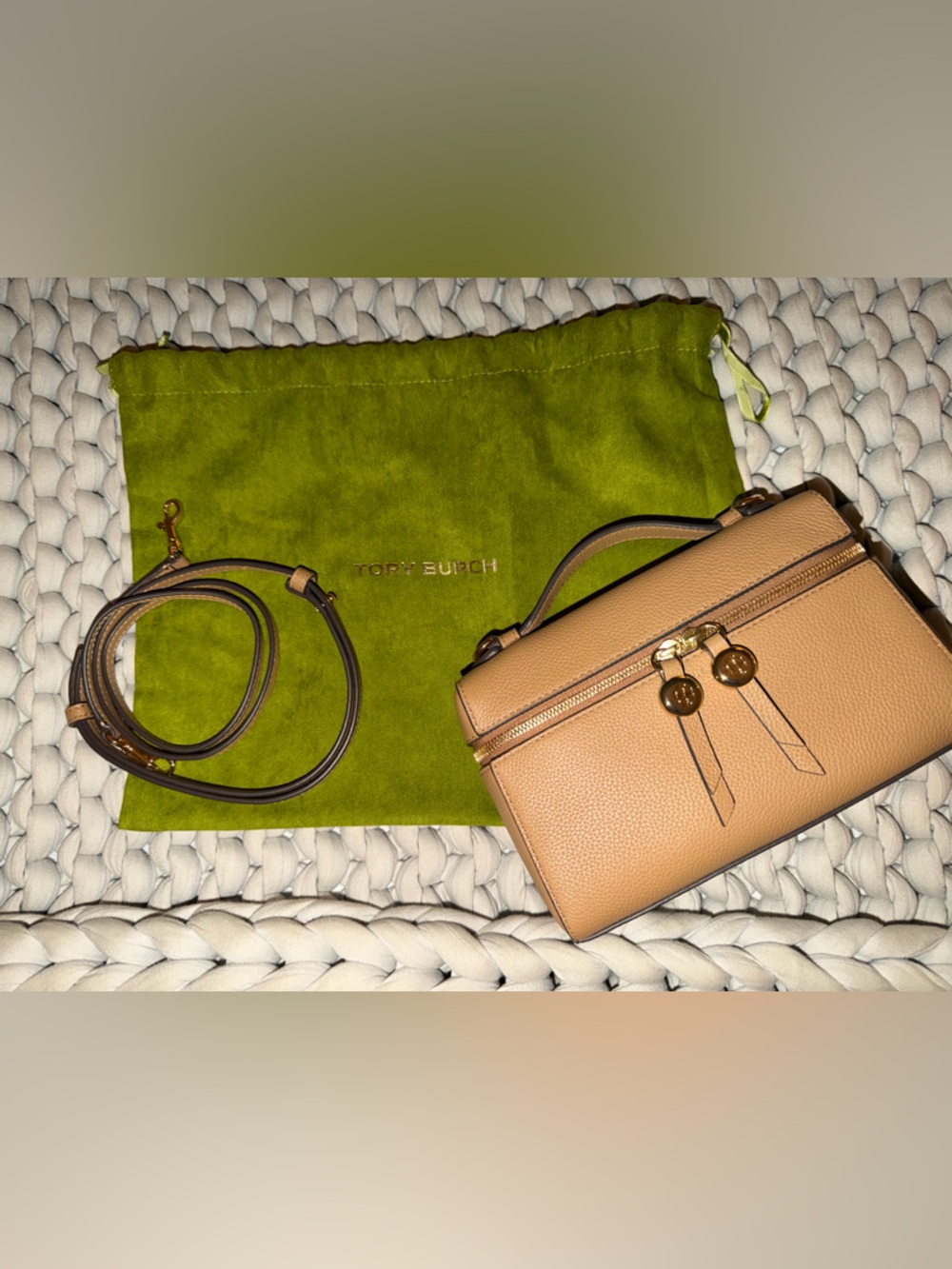 Tory Burch Tan Leather Crossbody with Gold Hardware
